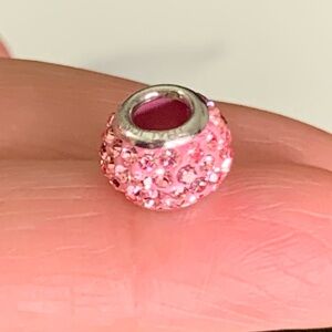 STERLING SILVER PINK CRYSTAL RHINESTONE ENCRUSTED DESIGNER JCM CHARM